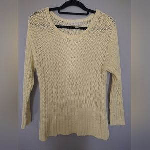 Beautiful pale yellow Casual corner open knit weave sweater, size M.